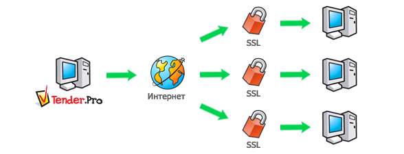 Работа с Tender.Pro происходит по безопасным соединениям, зашифрованным по протоколу SSL